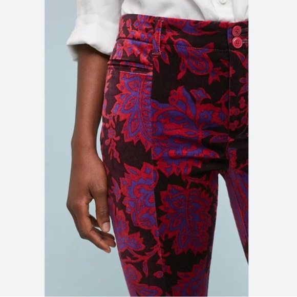 Brand new velour floral pants by Anthropologie, show stopper pants. - Picture 3 of 5